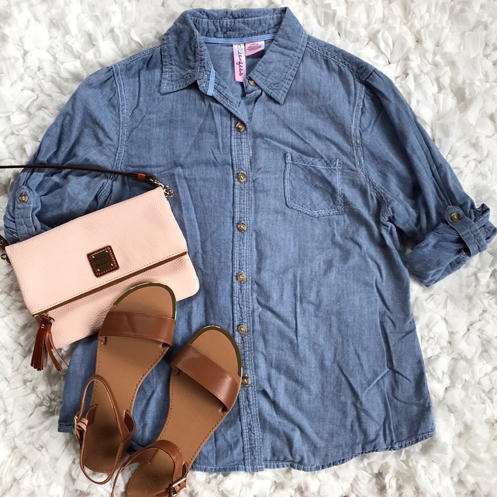 Chambray Button Down Top